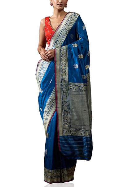 Blue benarasi sari