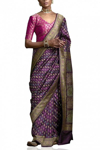 Purple baluchari sari