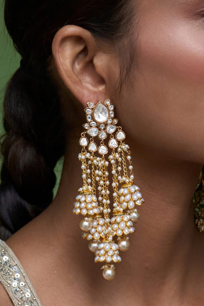Preeti Mohan Gold plated polki earrings PREEJUL26D348651