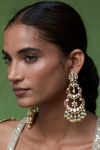 Preeti Mohan Ruby red polki earrings PREEJUL26D348650