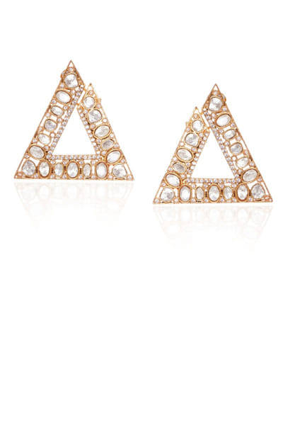 Gold moissanite embellished stud earrings