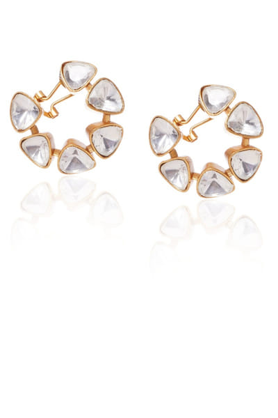 Gold polki encrusted stud earrings