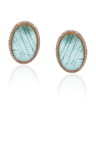 Preeti Mohan Mint fluorite embellished stud earrings PREAUG25D533571