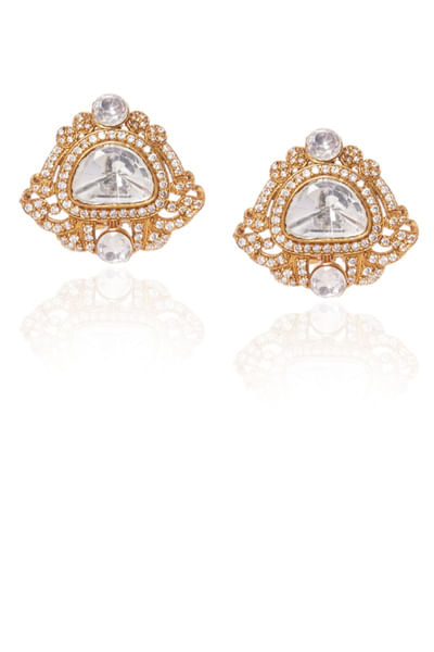 Gold polki encrusted studs
