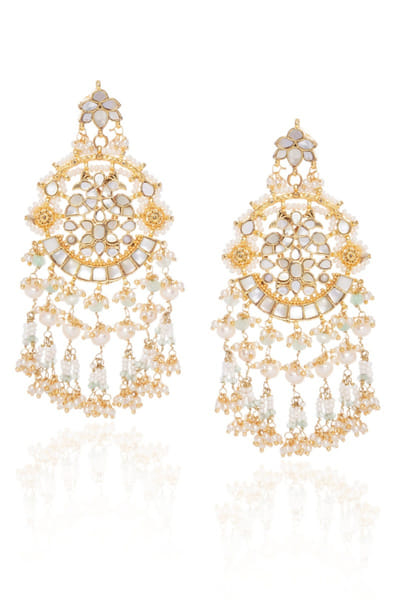 White and gold mother of pearl earrings