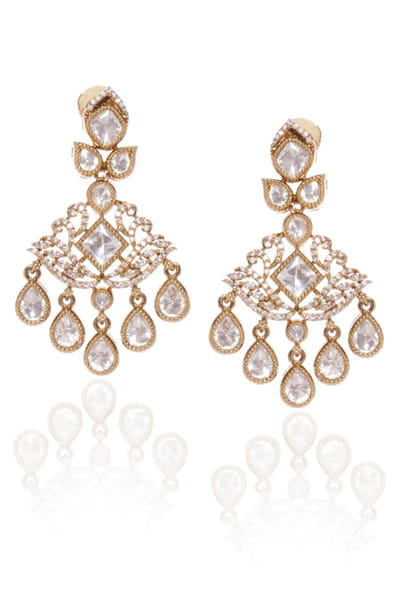 Antique gold polki embellished earrings