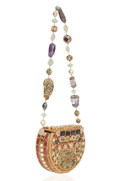 Preeti Mohan Green and red kundan-embellished handbag PREEMAY26D145445