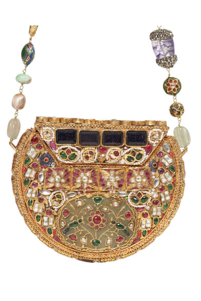Preeti Mohan Green and red kundan-embellished handbag PREEMAY26D145445