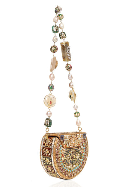 Preeti Mohan Multicolor kundan-gemstone embellished handbag PREEMAY26D145446