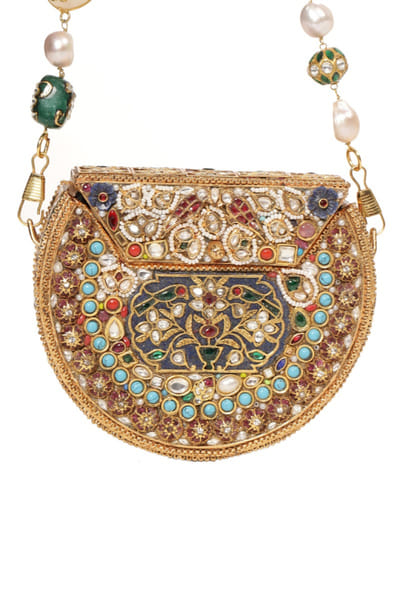 Preeti Mohan Multicolor kundan-gemstone embellished handbag PREEMAY26D145446