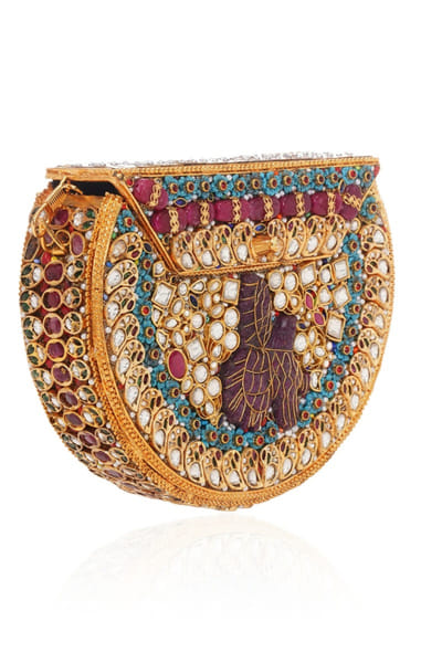 Preeti Mohan Multicolor kundan gemstone embellished handbag PREEMAY26D145449