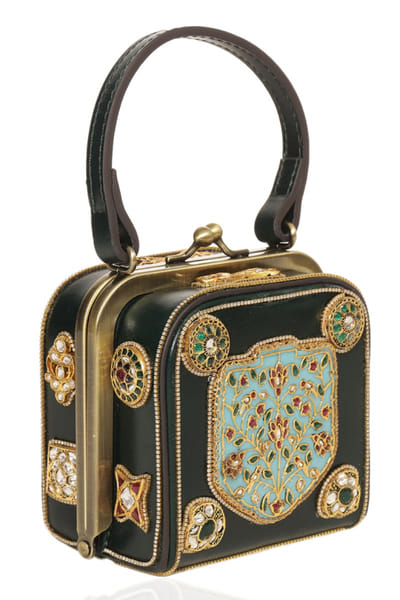 Preeti Mohan Red and green kundan-embellished handbag PREEMAY26D145442