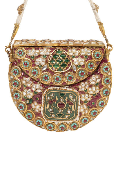 Preeti Mohan Multicolour kundan-embellished handbag PREEMAY26D145444