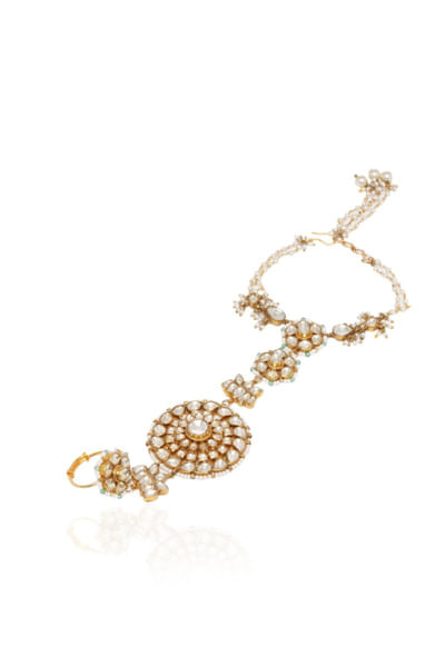 Gold kundan embellished haath phool
