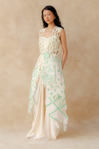Richa Khemka White cutwork drape skirt set RICHJUL26D149136