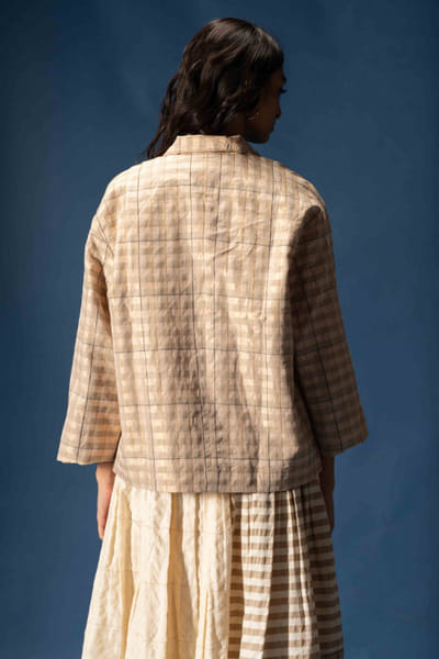 Subtle Shuttle Studio Gold zari-checks handwoven blazer SUBTJUN26D146452