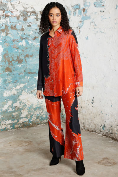 Red and black printed co-ords