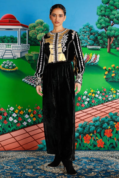 Black embroidered top and pant