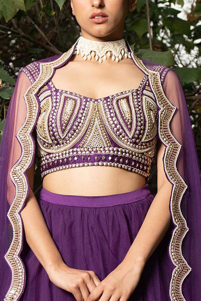 Purple embroidered blouse