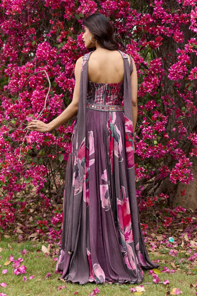 DiyaRajvvir Pink floral print-embroidered lehenga set DIYAJUN26D147213