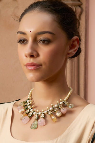 Navratan stone embellished necklace