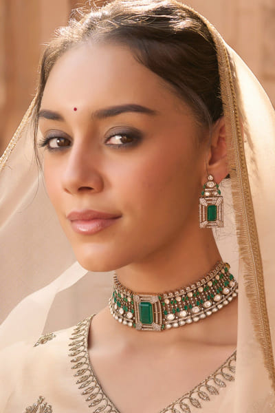 Green polki choker set