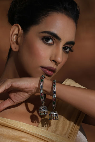 Multicolour zirconia embellished bangles