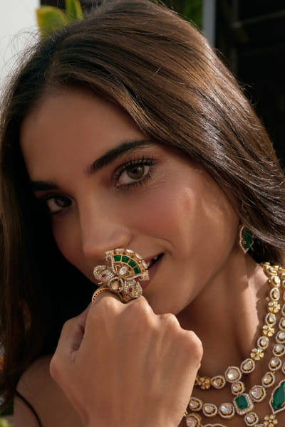 Preeti Mohan Green polki ring PREEJUL26D348664