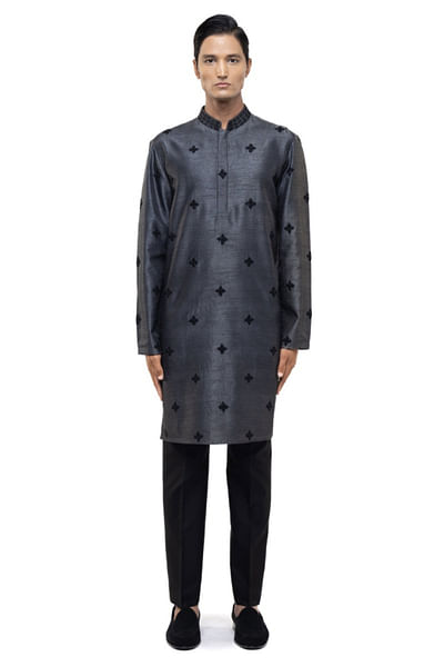 Grey embroidered kurta set