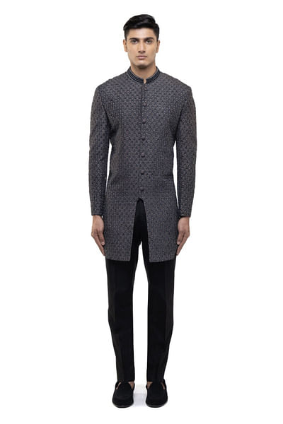 Grey embellished sherwani set