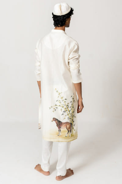 Wabi Sabi Ivory handpainted kurta set WABIJUN26D145961