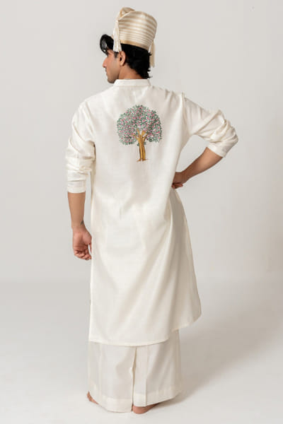 Wabi Sabi Ivory handpainted motif kurta set WABIJUN26D145962