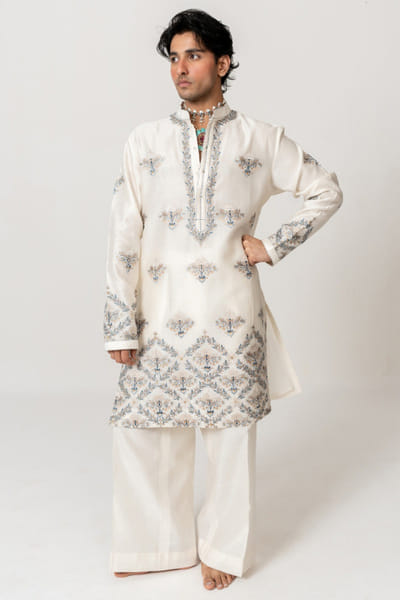 Wabi Sabi Ivory resham embroidered kurta set WABIJUN26D145966