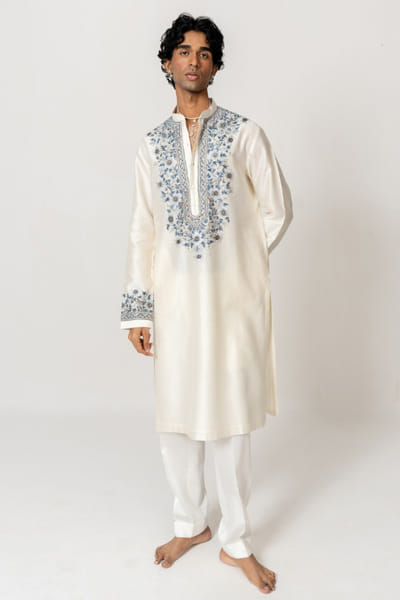 Wabi Sabi Ivory resham embroidered kurta set WABIJUN26D145967
