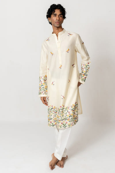 Wabi Sabi Beige aari embroidered kurta set WABIJUN26D145969
