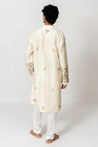 Wabi Sabi Beige aari embroidered kurta set WABIJUN26D145969