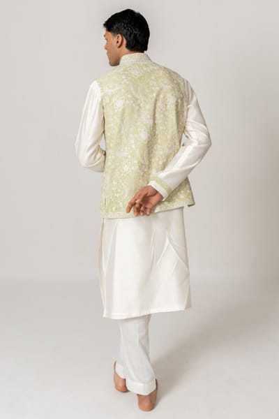 Wabi Sabi Mint dori-marodi embroidered kurta-bandi set WABIJUN26D145972