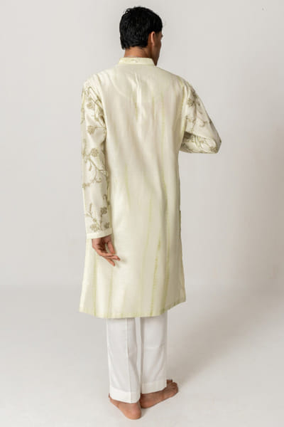 Wabi Sabi Pearl-green embroidered tie-dyed kurta set WABIJUN26D145973