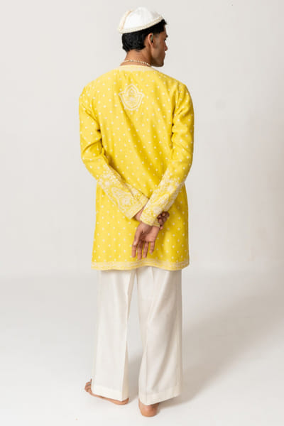 Wabi Sabi Yellow dori-marodi embroidered kurta set WABIJUN26D145978