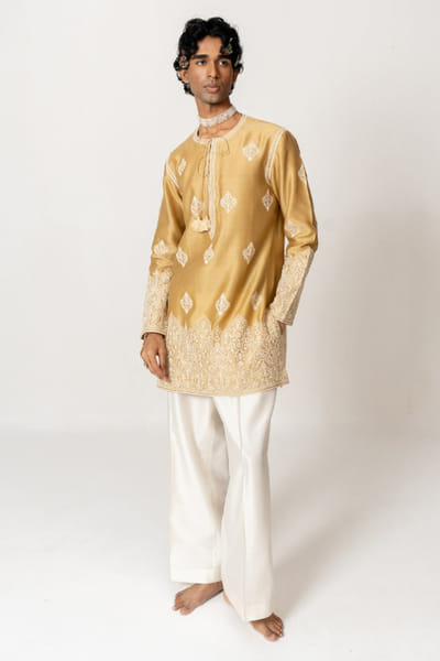 Wabi Sabi Mustard dori-marodi embroidered kurta set WABIJUN26D145980