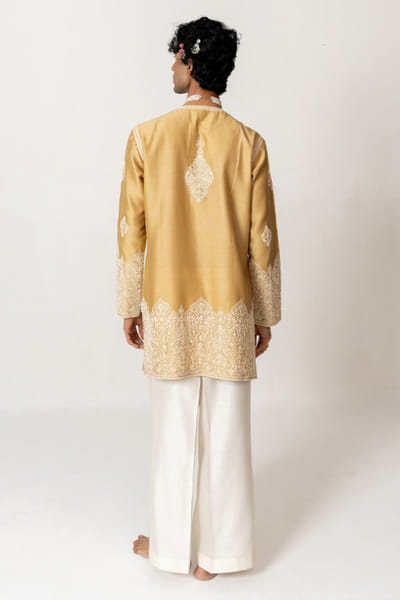 Wabi Sabi Mustard dori-marodi embroidered kurta set WABIJUN26D145980