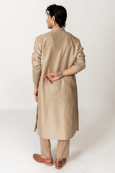 Wabi Sabi Deep beige embroidered kurta set WABIJUN26D145983