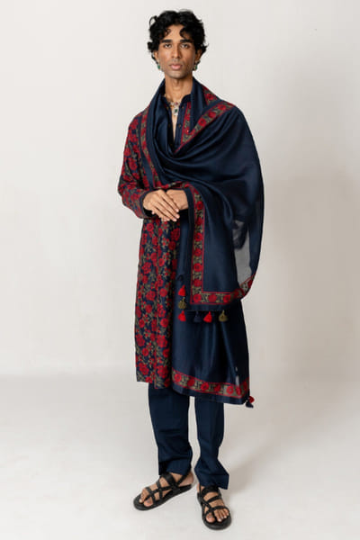 Wabi Sabi Midnight blue aari embroidered kurta set WABIJUN26D145984