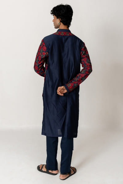 Wabi Sabi Midnight blue aari embroidered kurta set WABIJUN26D145984