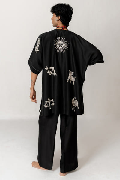 Wabi Sabi Black aari hand embroidered kurta set WABIJUN26D145985