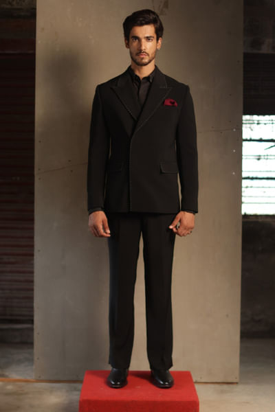Black double breasted suit