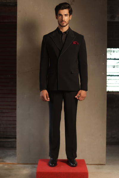 Black double breasted suit set