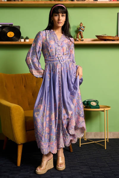 Lilac floral printed dress