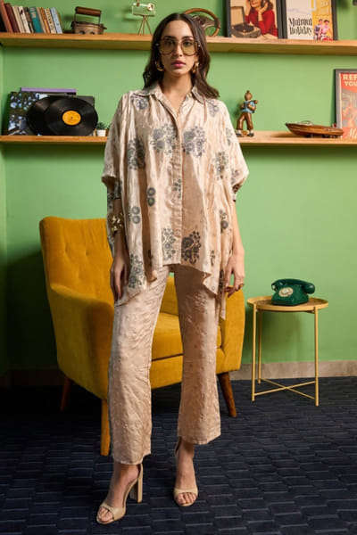 Champagne floral printed co-ord set