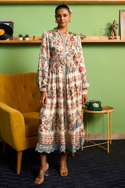Off-white floral printed dress